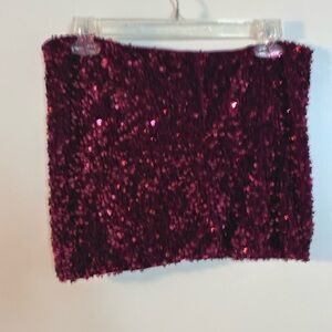 Anthropologie Burgundy Sequin tube top
